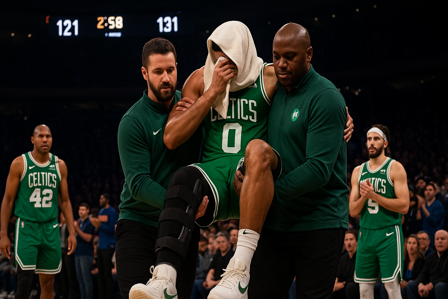 Jayson Tatum Carried Off in Game 4 After Scary Leg Injury, MRI Scheduled